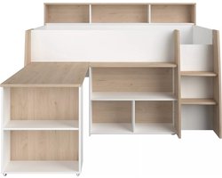 Vente-unique Combinatiebed hout natuurlijk licht, wit 90 x 200 cm