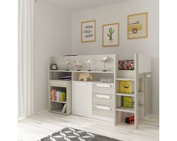 Vente-unique Combinatiebed hout natuurlijk licht, wit 90 x 200 cm