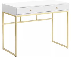 Vente-unique Consoletafel met 2 lades van mdf - Wit en goudkleurig - CODENIA