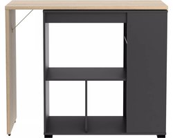 Vente-unique Draaibaar barmeubel met opbergruimte - Naturel en antraciet - SATURNE L 172 cm x H 100 cm x D 39.6 cm