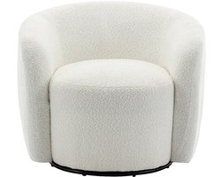 Vente-unique Draaibare fauteuil van witte boucléstof - VEREIDE