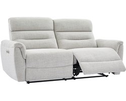 Vente-unique Driezits elektrische relaxbank met lichtgrijze stoffen bekleding - BREVIO