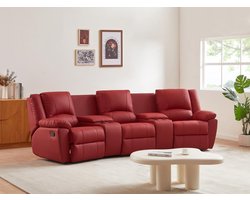 Vente-unique Driezits relaxbank van leer AROMA - rood