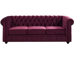 Vente-unique Driezitsbank CHESTERFIELD - velours - paars