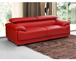 Vente-unique Driezitsbank van leer MACELO - Rood