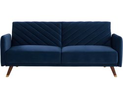 Vente-unique Driezitsbedbank van fluweel JORIS - Blauw