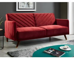 Vente-unique Driezitsbedbank van fluweel JORIS - Rood