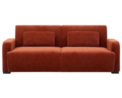Vente-unique Driezitsslaapbank - clic-clac in terracotta chenille stof - LOMARIO