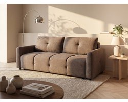 Vente-unique Driezitsslaapbank in getextureerde taupe stof ZAREMI