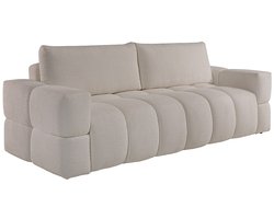 Vente-unique Driezitsslaapbank van crèmekleurige boucléstof ISSORO II