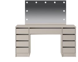 Vente-unique Dubbele kaptafel met LED-spiegel - 9 lades - Beige - JENEMI