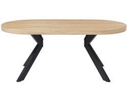 Vente-unique Eettafel 6 personen van mdf en metaal - Licht naturel en zwart - KOMONI