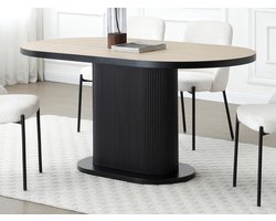 Vente-unique Eettafel 6 personen van mdf - Naturel en zwart - CALIENO