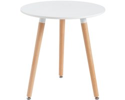 Vente-unique Eettafel met 2 plaatsen in MDF en beukenhout - Wit - ROLENA