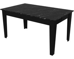 Vente-unique Eettafel voor 6 personen met opbergruimte - Zwarte marmerlook - PERLINEA