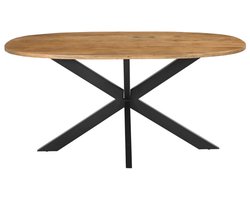 Vente-unique Eettafel voor 6 personen van mangohout en zwart metaal - Licht naturel - PATRICIA