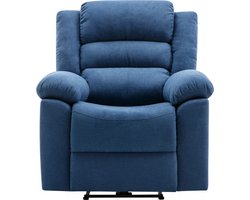 Vente-unique Elektrische relaxfauteuil van blauwe stof BUROLO