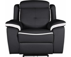 Vente-unique Elektrische relaxfauteuil van leer ANGELIQUE - Zwart/ wit