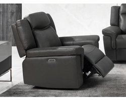 Vente-unique Elektrische relaxfauteuil van leer KENNETH - Taupe