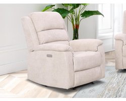 Vente-unique Elektrische relaxfauteuil van taupe stof NEVERS