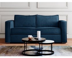 Vente-unique Express-driezitsslaapbank van ribfluweel - Blauw - LORETO