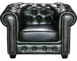 Vente-unique Fauteuil chesterfield BRENTON 100% buffelleer - empire groen