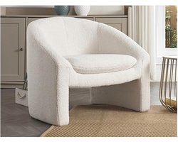 Vente-unique Fauteuil in wit bouclé OSSANA