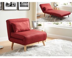 Vente-unique Fauteuil met bed optie POSIO van stof - Rood L 74 cm x H 75 cm x D 78 cm