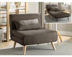 Vente-unique Fauteuil POSIO - Bedbank van stof - Taupe