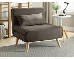 Vente-unique Fauteuil POSIO - Bedbank van stof - Taupe L 74 cm x H 75 cm x D 78 cm