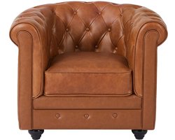 Vente-unique Fauteuil van camelkleurig vaarsleer CHESTERFIELD