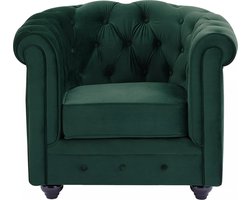 Vente-unique Fauteuil van groen velours CHESTERFIELD.