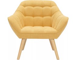 Vente-unique Fauteuil van mosterdgele stof CASERTA