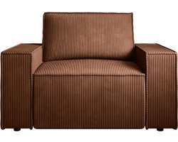 Vente-unique Fauteuil van terracottakleurig ribfluweel AMELIA