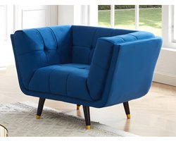 Vente-unique Fluwelen fauteuil SAMANTHA II - Middernachtblauw