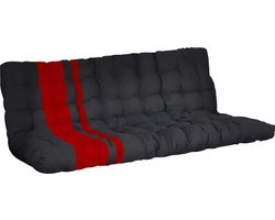 Vente-unique Futon 135x 190cm voor slaapbank dikte 10cm - Zwart en Rood - MODULO L 190 cm x H 10 cm x D 135 cm