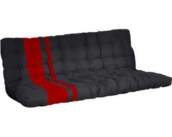 Vente-unique  Futon MODULO clic-clac - 135 x 190 cm - Kleuren: zwart en rood L 190 cm x H 10 cm x D 135 cm