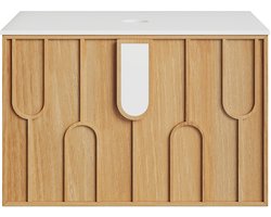 Vente-unique Getextureerd hangend onderkastje met gesinterd stenen blad - Licht naturel - B75 cm - MERKAN