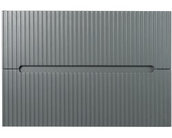 Vente-unique Grijs geribbeld hangmeubel onder wastafel - 80 cm - PAVANI