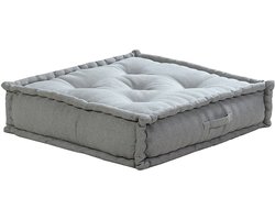 Vente-unique Grijze stoffen poef DIROLA