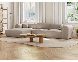 Vente-unique Grote hoekbank met hoek links van beige gechineerde stof POGNI van Maison Céphy