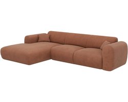 Vente-unique Grote hoekbank met hoek links van terracottakleurige stof met structuur POGNI van Maison Céphy