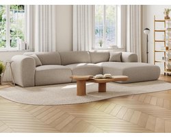 Vente-unique Grote hoekbank met hoek rechts van beige gechineerde stof POGNI van Maison Céphy