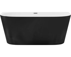 Vente-unique Halfvrijstaand bad - 175 liter - 130 x 71,5 x 58 cm - Glanzend zwart - Acryl - DIVINA