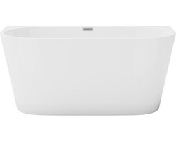 Vente-unique Halfvrijstaand bad - 175 liter - 130 x 71,5 x 58 cm - Wit - Acryl - DIVINA L 130 cm x H 58 cm x D 71.5 cm