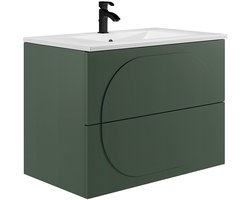 Vente-unique Hangend badkamermeubel met inbouwwastafel - Groen - 80 cm - VUTOMA