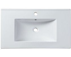 Vente-unique Hangend badmeubel met inbouwwastafel - Groen gestreept - 80 cm - PAVANI