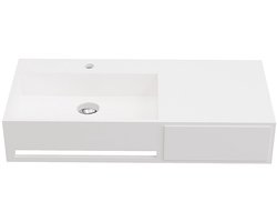 Vente-unique Hangende wastafel met handdoekhouder - Wit - L90 x B40 x H17 cm - GANDAKI