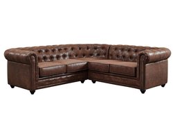Vente-unique Hoekbank CHESTERFIELD van microvezel met verouderde look