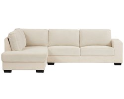 Vente-unique Hoekbank met hoek links in ribfluwelen stof kleur beige - MESETA